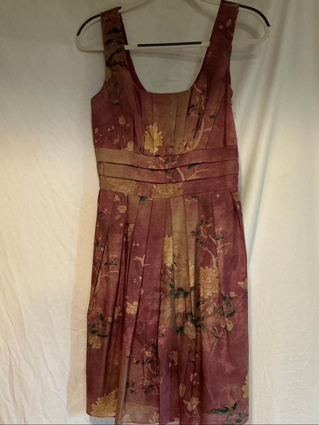 Peruvian Connection Rose-Mauve Floral Pleated Midi Dress